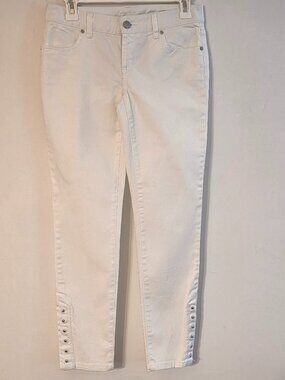 Cache White Jeans With Ankle Adornments